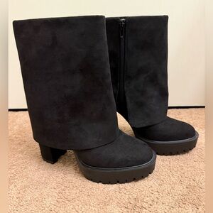 INC Womens Acelina Faux Suede Cuffed Booties